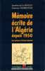 Mémoire écrite de l'Algérie depuis 1950, les auteurs et les œuvres - Jeanine de la Hongue et Simone Nerbonne	