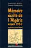 Mémoire écrite de l'Algérie depuis 1950, les auteurs et les œuvres - Jeanine de la Hongue et Simone Nerbonne