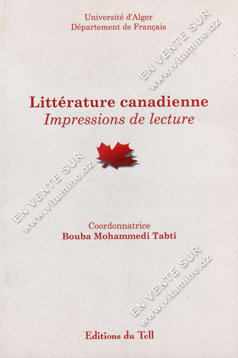 Bouba Mohammedi Tabti - Littérature Canadienne Impressions de lecture